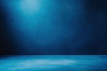 Dark blue studio background with spotlight and fog.