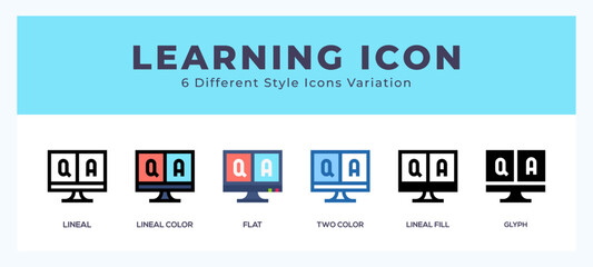 Learning icons set. Different style of icons simple vector illustration.