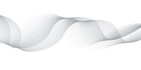 White wave curve lines banner background design. Abstract soft wave lines dynamic flowing gray light isolated background. Vector Illustration of the gray pattern of lines. Black stripes on white .	
