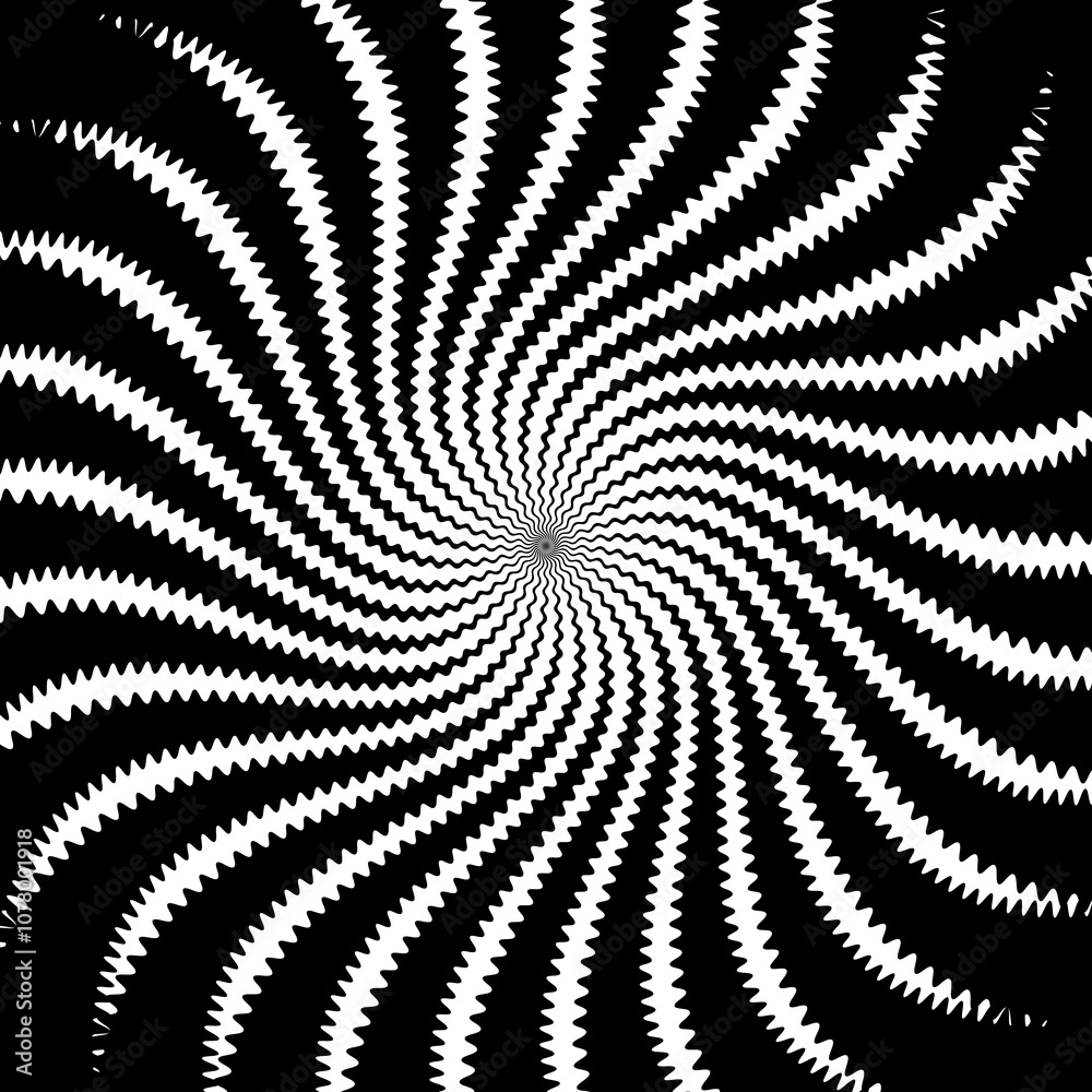 Aufkleber Psychedelic hypnotic spiral pattern or background. Radial hypnotic whirlpool, geometric psychedelic swirl optical illusion or vector concentric hypnosis spiral. Concentric psychedelic twist pattern