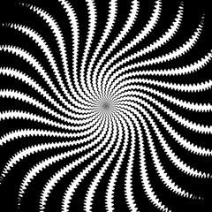 Psychedelic hypnotic spiral pattern or background. Radial hypnotic whirlpool, geometric psychedelic swirl optical illusion or vector concentric hypnosis spiral. Concentric psychedelic twist pattern