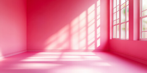 Minimalist Pink Room Studio with Sunlight for Fashion and Beauty Product Presentation