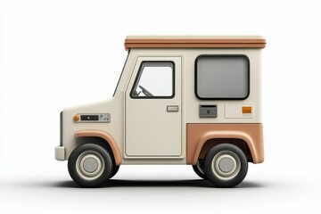 Obraz premium A vintage white delivery truck with brown accents.