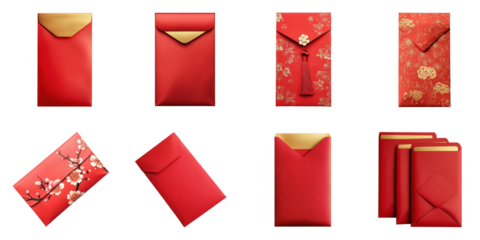 Red letter png collection in 3d transparent for Chinese newyear presentation.