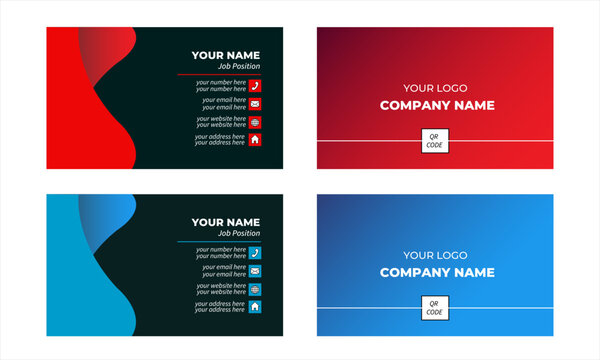 Creative and modern business card template layout multiple color