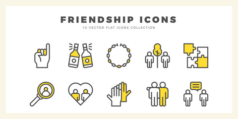 10 Friendship Two Color icon pack. vector illustration.