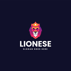 Vector Logo Illustration Lion Gradient Colorful Style