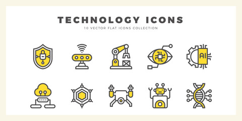 Fototapeta premium 10 Technology of the Future Two Color icon pack. vector illustration.