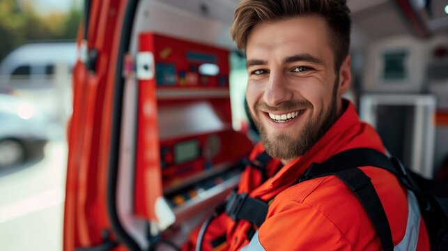 Smiling Paramedic in Ambulance
