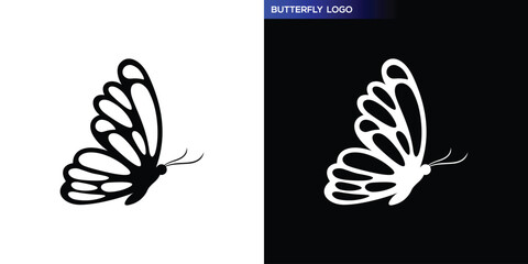 Obraz premium Butterfly logo. Flying wild animal in simple style. Icon symbol design template EPS 10