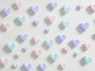 A background filled with pastel-colored hearts