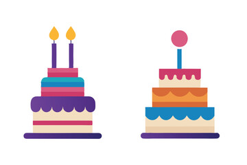 set of birthday cake icons design