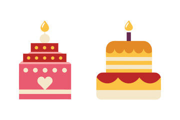 set of birthday cake icons design
