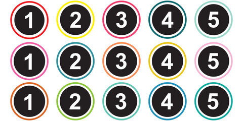 colorful bullet point icon vector collection on a white background