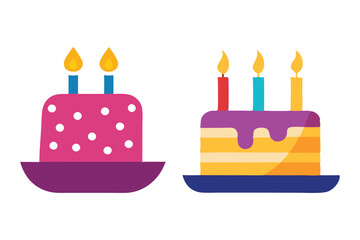 set of birthday cake icons design