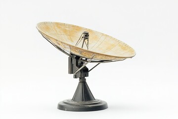 Rusty old satellite dish isolated on white