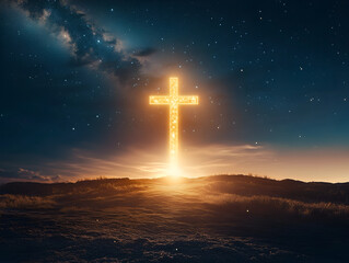 Celestial Cross in the Night Sky