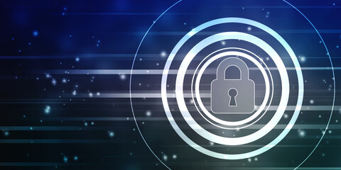 Closed Padlock on digital screen with Flowing binary codes, Cyber Security and safety information, personal data concept. cyber security background, Digital Padlocks on abstract technology background.