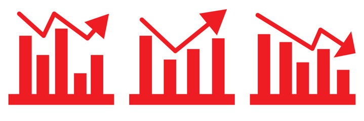 Statistics icon set. Increase the bar graph concept