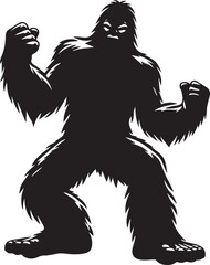 Bigfoot silhouette with a determined pose fists clenched