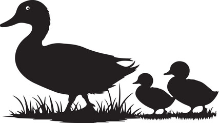 Mother duck with ducklings, Vector illustration