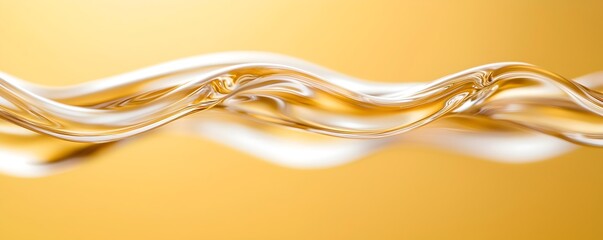 Vibrant Organic Waves of Liquid Motion - Gentle Swirls and Flowing Arcs on Bright Yellow Background...