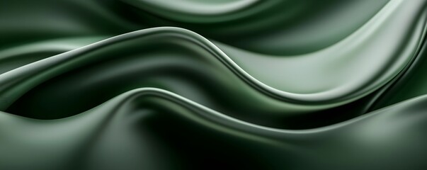 Obraz premium Dynamic Organic Shapes in Motion - Flowing Twists and Turns on Dark Forest Green Background for Abstract Art and Design