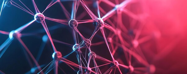 Diverse digital nodes, interconnected holographic web, neon glow
