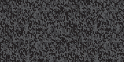 Fototapeta premium Geometric black and gray seamless mosaic and low polygon triangle texture wallpaper background. Triangle shape retro wall grid pattern geometric ornament tile vector square element.