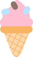cute ice cream, vector illustration, sweet dessert