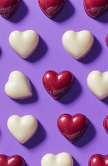 Obraz premium A grid of pink and red heart patterns