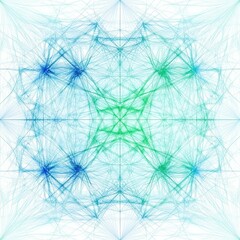 Abstract symmetrical design in blue and green.