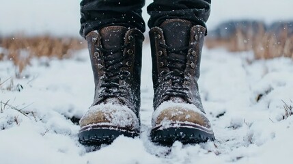 Winter Boots in the Snow.