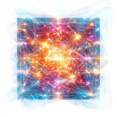Abstract colorful network with glowing stars.