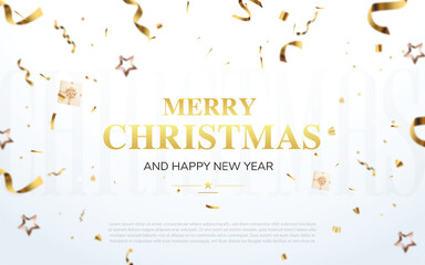 Merry christmas and happy new year text poster template design. Xmas holiday party template background design with snowflakes.
