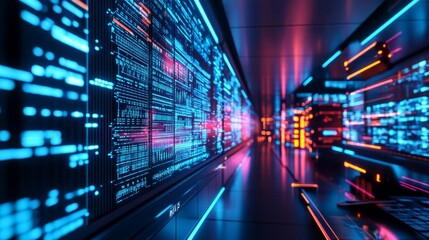 Fototapeta premium Diverse network exchange, advanced holographic visuals, digital glow