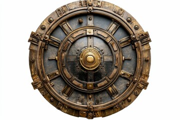 Fototapeta premium Circular, metal door with intricate design.