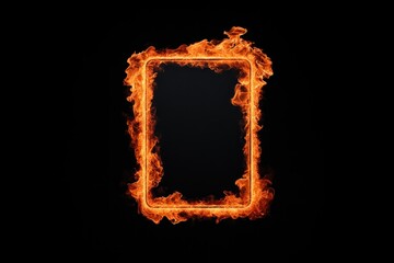 Burning Rectangular Frame on Black Background