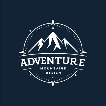 Landscape view mountain logo design for advanture Premium Vector