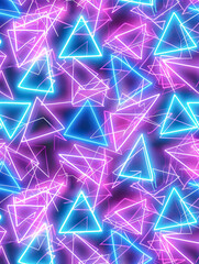 Vibrant neon chaos fills the backdrop with intersecting shapes and lines, creating a lively atmosphere filled with energy and movement during a modern artistic display at night