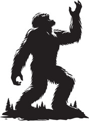 Obraz premium Bigfoot silhouette howling up at the sky