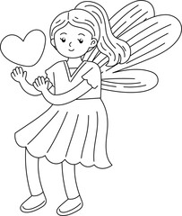 Cute fairy outline coloring printable