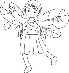 Fototapeta premium Cute fairy outline coloring printable