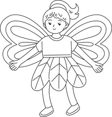 Cute fairy outline coloring printable