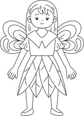 Cute fairy outline coloring printable