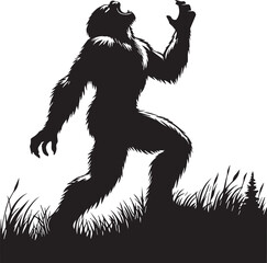 Fototapeta premium Bigfoot silhouette howling up at the sky
