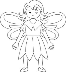 Cute fairy outline coloring printable