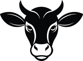 cow head logo silhouette , bull logo , animal logo vector black