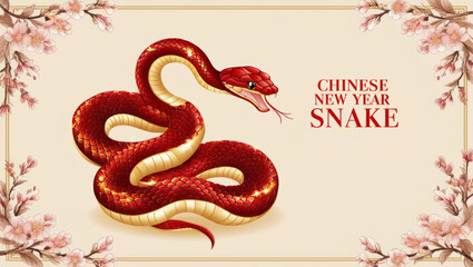 Obraz premium Snake year illustration for Chinese New Year card design.