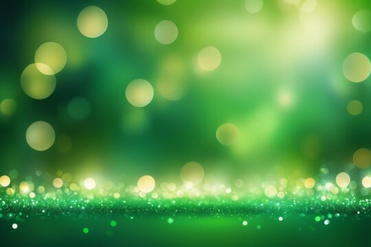 Glowing yellow green bokeh fireworks and lights create a magical backgrounds